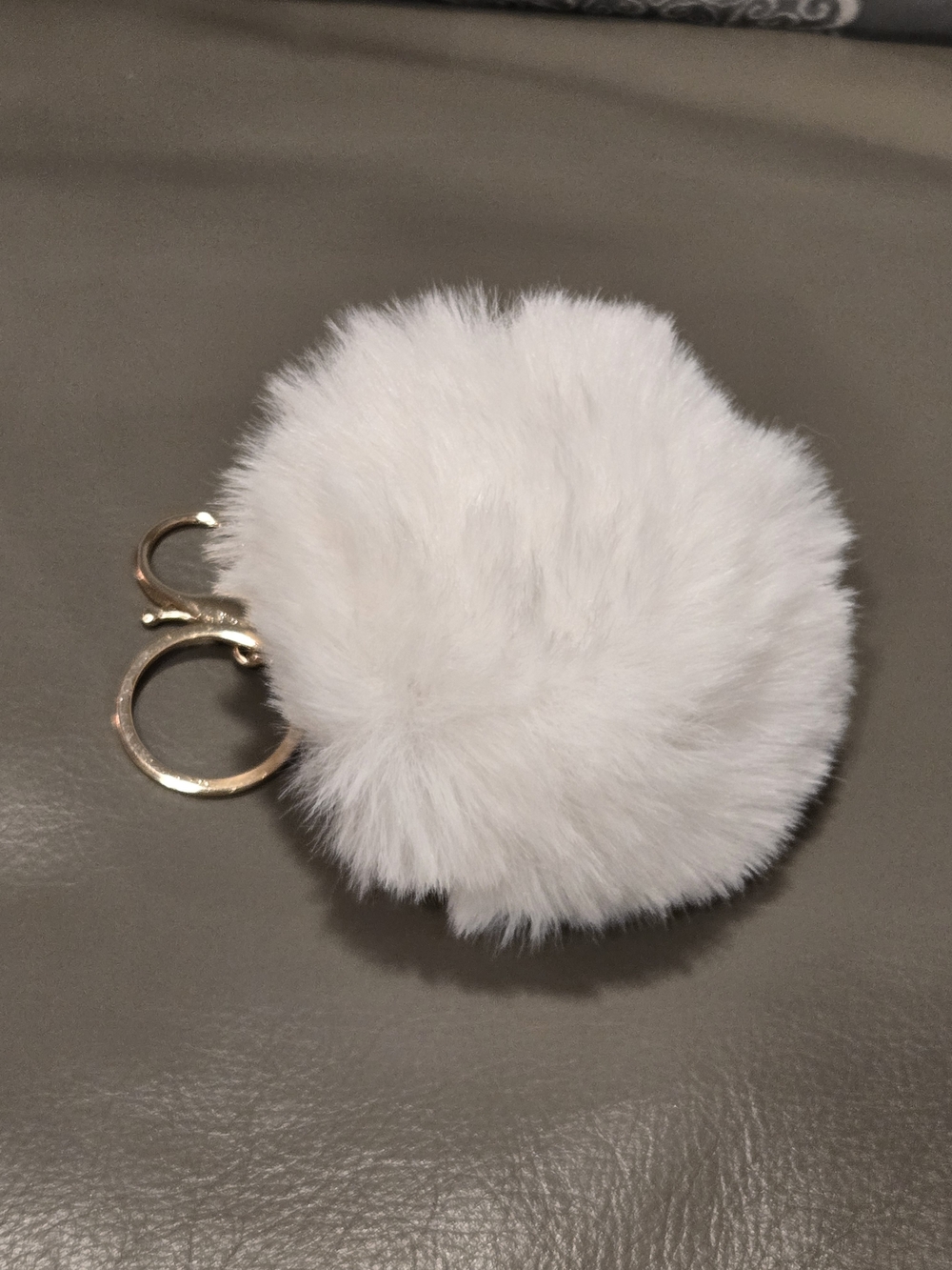 Plush Faux Fur Pom Keychain - White